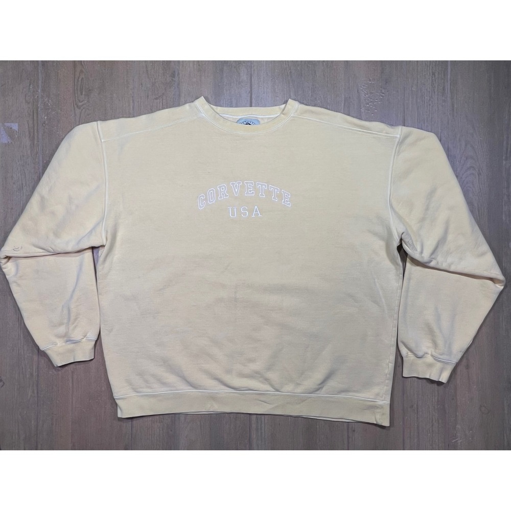 Authentic Pigment Corvette USA Crewneck Sweatshirt Yellow 2XL Pigment Dyed - Picture 2 of 11